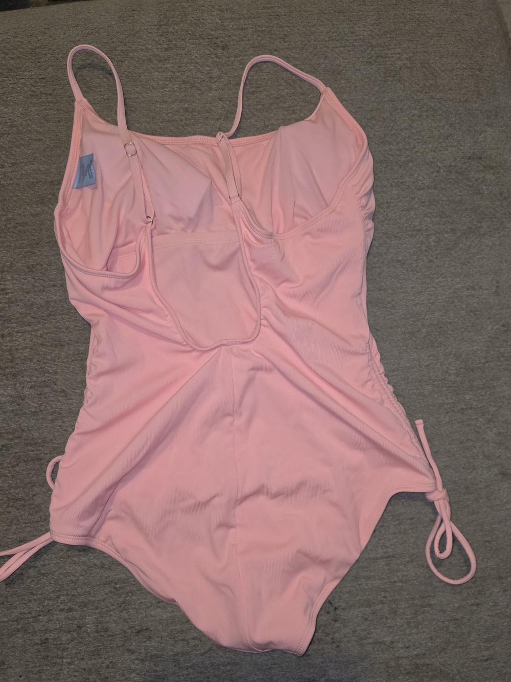 Shade & Shore Soft Pink Ribbed Adjustable Drawstring Medium Coverage Size Large - Picture 2 of 7